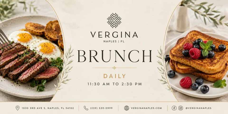 Daily brunch at Vergina, 11:30 AM to 2:30 PM